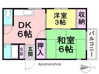 小中島ハイツ【3階】の間取り