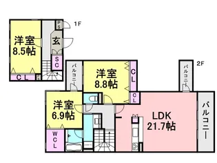 ソレイユ東園田【1階】の間取り