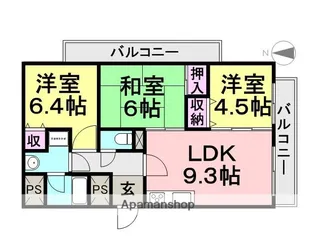 サウスフレア【403号室】の間取り