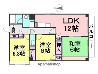 パープルツィン園田【1階】の間取り
