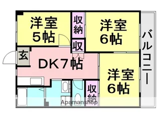 浜田パークハイツ【203号室】の間取り