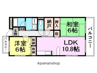 プランドールYAHEI【206号室】の間取り