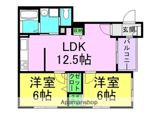 ベレオ甲子園口【3階】の間取り