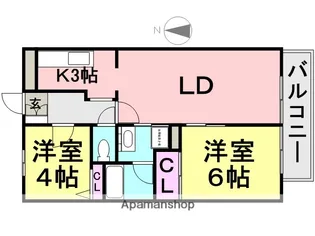 グリーンハイツ立花【406号室】の間取り