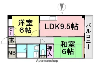 サンローゼン浜田【202号室】の間取り