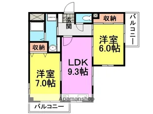 メゾンドゥフレール【2I号室】の間取り