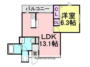 サンライズ浜田町【103号室】の間取り