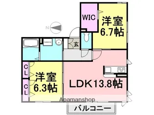 ティユル武庫之荘【102号室】の間取り