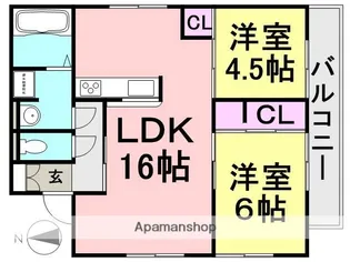サニーフィールド武庫之荘【1階】の間取り