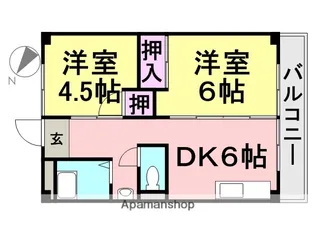 ビレッジハウス南清水タワー【9階】の間取り