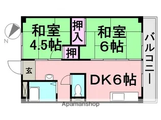 ビレッジハウス南清水タワー【6階】の間取り