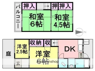 兵庫県尼崎市三反田町1丁目【テラスハウス】の間取り
