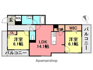 シャーメゾン輝【203号室】の間取り