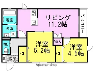 メゾンランジュ【2階】の間取り