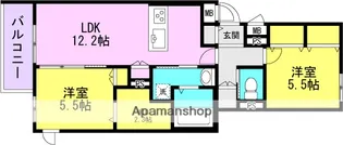 カシータ蓬川緑地ウエスト【3階】の間取り