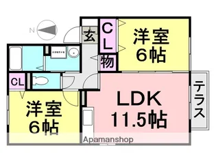 2LDKの間取り画像