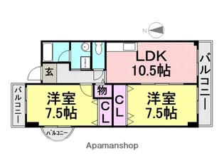 ビーバルユイ【702号室】の間取り