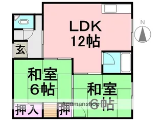 第2カシノハイツ【401号室】の間取り