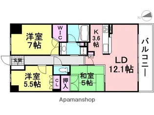 尼崎D.C.グランスクエア NORTH【10階】の間取り
