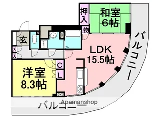 フェスタ立花南館イースト【17階】の間取り