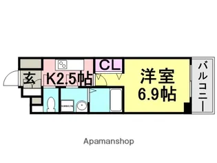 エス・キュート尼崎【6階】の間取り