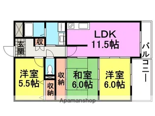 パラシオン武庫之荘【411号室】の間取り