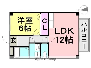 シェルブラン【202号室】の間取り