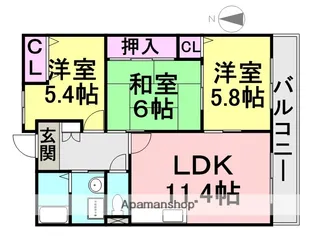 ルシェール立花【3階】の間取り