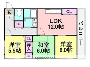 園田シティハイツ【3階】の間取り