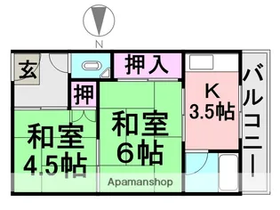 第2カシノハイツ【204号室】の間取り