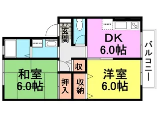 カサドゥ武庫之荘【102号室】の間取り