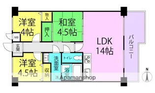 サンロイヤル北園田ブランシュール(分譲貸し)【315号室】の間取り