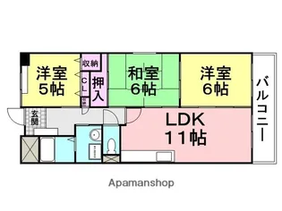 グランデール塚口【206号室】の間取り