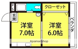 山一グリーンハイツ【308号室】の間取り