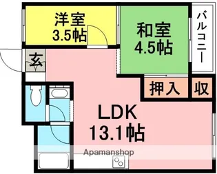 大武ハイツ【2階】の間取り