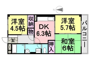 ルシェール武庫之荘【103号室】の間取り