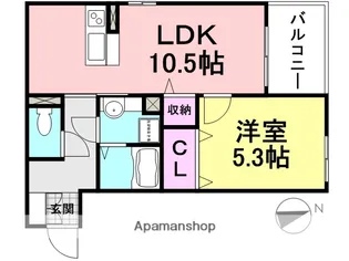 リレント武庫之荘【1階】の間取り