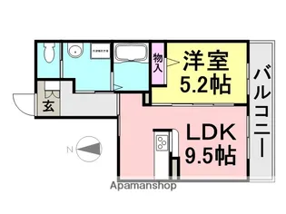 SHAMAISON MELODY【102号室】の間取り