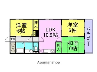 グロリオーサ甲東【3階】の間取り