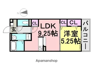 ヴィラデュオ【A102号室】の間取り