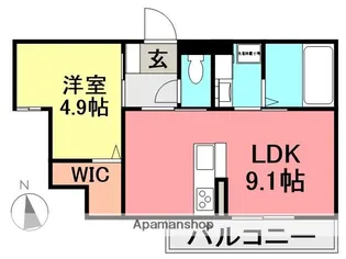 グリューネ武庫之荘【3階】の間取り