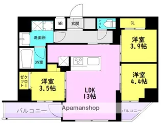 アーバネックス塚口【3階】の間取り