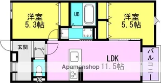 イーリスハイツ富松【105号室】の間取り
