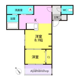 シーエムドゥ【1A号室】の間取り