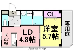 シロハイヌ西難波【1階】の間取り