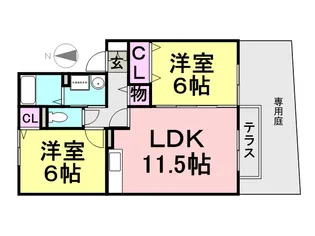 ライフランドスケープ【A107号室】の間取り