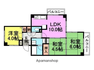 ソレイユ武庫川【406号室】の間取り