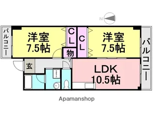 ビーバルユイ【401号室】の間取り