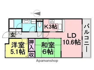 ケーフィル塚口【101号室】の間取り