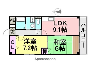 サンローゼン蓬川荘園【303号室】の間取り